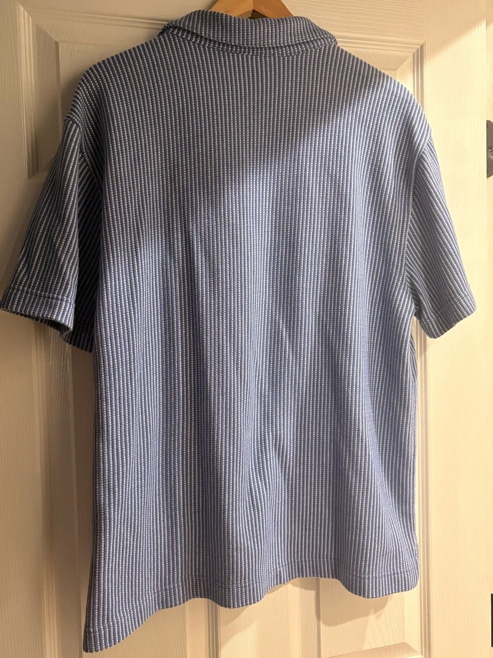 Banana Republic Light Blue & White Striped Polo Shirt
